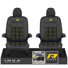 Load image into Gallery viewer, New VW Transporter T7 Panel Van INKA Front Leatherette Tartan Tailored Seat Cover Set Black MY25 Onwards