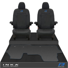 Load image into Gallery viewer, New VW Transporter T7 Panel Van INKA Front Set Tailored Waterproof Seat Covers & Tailored Rubber Mat Black MY25 Onwards