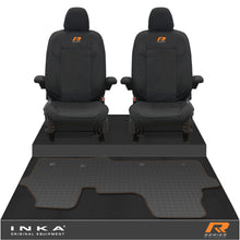 Load image into Gallery viewer, New VW Transporter T7 Panel Van INKA Front Set Tailored Waterproof Seat Covers & Tailored Rubber Mat Black MY25 Onwards