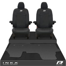 Load image into Gallery viewer, New VW Transporter T7 Panel Van INKA Front Set Tailored Waterproof Seat Covers & Tailored Rubber Mat Black MY25 Onwards