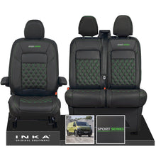 Load image into Gallery viewer, New VW Transporter T7 Panel Van INKA Front Bentley Leatherette Tailored Seat Cover Set Black MY25 Onwards