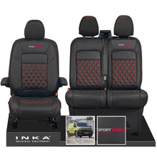 Load image into Gallery viewer, New VW Transporter T7 Panel Van INKA Front Bentley Leatherette Tailored Seat Cover Set Black MY25 Onwards