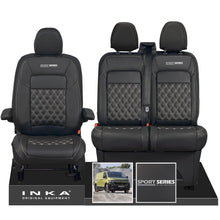 Load image into Gallery viewer, New VW Transporter T7 Panel Van INKA Front Bentley Leatherette Tailored Seat Cover Set Black MY25 Onwards