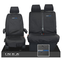 Load image into Gallery viewer, VW Transporter Shuttle T6.1, T6 Front 1+2 Tailored Waterproof Seat Covers Black MY-15-23 - Sport-Series Embroidery