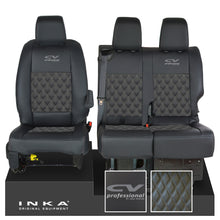 Load image into Gallery viewer, Vauxhall Vivaro MK3 INKA Bentley Diamond Quilt Leatherette Front 1+2 Tailored Seat Covers Black MY19 To Present