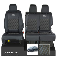 Load image into Gallery viewer, Toyota Proace INKA Front 1+2 Bentley Diamond Quilt Leatherette Tailored Seat Covers Black MY16 To Present - CV Racing Embroidery