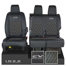 Load image into Gallery viewer, Vauxhall Vivaro MK3 INKA Bentley Diamond Quilt Leatherette Front 1+2 Tailored Seat Covers Black MY19 To Present