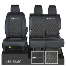 Load image into Gallery viewer, Vauxhall Vivaro MK3 Front 1+2 INKA Bentley Diamond Quilt Leatherette Tailored Seat Covers Black MY19 Onwards