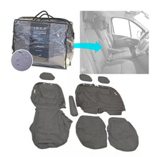 Load image into Gallery viewer, Nissan Primastar Front 1+2 Fully Tailored Waterproof Seat Covers Grey MY 22+ - Split Base & Solid Backrest