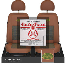Load image into Gallery viewer, Land Rover Defender L316 INKA Tan Leatherette &amp; Harris Tweed Front 1+1 Tailored Seat Covers MY07-16 With Embroidery
