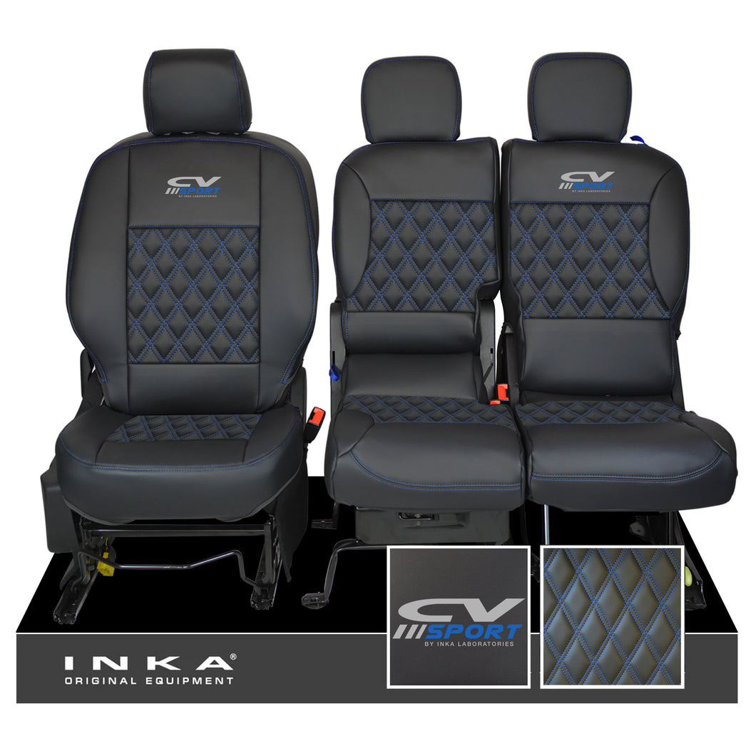 Citroen Berlingo MK2 Front 1+2 CV SPORT INKA Bentley Leatherette Tailored Seat Covers Black MY 08-17
