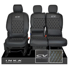 Load image into Gallery viewer, Citroen Berlingo MK2 Front 1+2 CV SPORT INKA Bentley Leatherette Tailored Seat Covers Black MY 08-17

