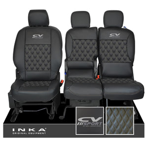 Citroen Berlingo MK2 Front 1+2 CV SPORT INKA Bentley Leatherette Tailored Seat Covers Black MY 08-17
