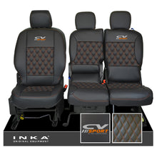 Load image into Gallery viewer, Citroen Berlingo MK2 Front 1+2 CV SPORT INKA Bentley Leatherette Tailored Seat Covers Black MY 08-17
