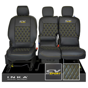 Citroen Berlingo MK2 Front 1+2 CV SPORT INKA Bentley Leatherette Tailored Seat Covers Black MY 08-17