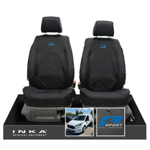 Load image into Gallery viewer, Ford Transit Connect MK3 Front 1+1 INKA Tailored Waterproof Seat Covers Set Black MY2024 Onwards - R-SPORT Embroidery
