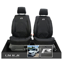 Load image into Gallery viewer, Ford Transit Connect MK3 Front 1+1 INKA Tailored Waterproof Seat Covers Set Black MY2024 Onwards - R-SPORT Embroidery
