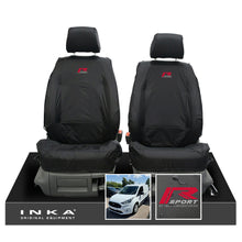 Load image into Gallery viewer, Ford Transit Connect MK3 Front 1+1 INKA Tailored Waterproof Seat Covers Set Black MY2024 Onwards - R-SPORT Embroidery
