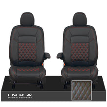 Load image into Gallery viewer, All New Ford Transit Custom Front 1+1 INKA Bentley Leatherette Tailored Seat Covers Black MY-2024 (Choice of 7 Colours)
