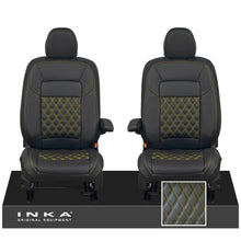 Load image into Gallery viewer, All New Ford Transit Custom Front 1+1 INKA Bentley Leatherette Tailored Seat Covers Black MY-2024 (Choice of 7 Colours)

