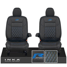 Load image into Gallery viewer, All New Ford Transit Custom Front 1+1 R-SPORT INKA Bentley Leatherette Tailored Seat Covers Black MY-2024 (Choice of 7 Colours)

