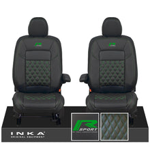 Load image into Gallery viewer, All New Ford Transit Custom Front 1+1 R-SPORT INKA Bentley Leatherette Tailored Seat Covers Black MY-2024 (Choice of 7 Colours)
