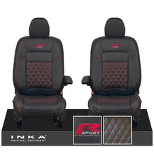 Load image into Gallery viewer, All New Ford Transit Custom Front 1+1 R-SPORT INKA Bentley Leatherette Tailored Seat Covers Black MY-2024 (Choice of 7 Colours)
