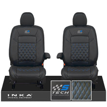 Load image into Gallery viewer, All New Ford Transit Custom Front 1+1 S-TECH INKA Bentley Leatherette Tailored Seat Covers Black MY-2024 (Choice of 7 Colours)
