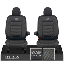Load image into Gallery viewer, All New Ford Transit Custom Front 1+1 S-TECH INKA Bentley Leatherette Tailored Seat Covers Black MY-2024 (Choice of 7 Colours)
