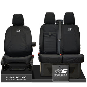 Ford Transit MK8/MK9 MY14 to Present INKA Front Set 1+2 Tailored Waterproof Seat Covers Black Fits All Derivatives Incl Jumbo