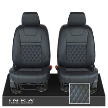 Load image into Gallery viewer, Ford Ranger Wildtrak INKA Front 1+1 Tailored Seat Covers Black Bentley Diamond Quilt MY-16-22
