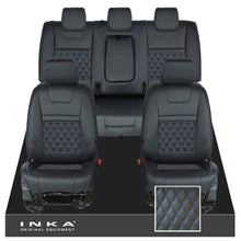 Load image into Gallery viewer, Ford Ranger Wildtrak Front &amp; Rear Triple INKA Bentley Leatherette Tailored Seat Covers Black MY16-22
