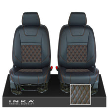 Load image into Gallery viewer, Ford Ranger Wildtrak INKA Front 1+1 Tailored Seat Covers Black Bentley Diamond Quilt MY-16-22
