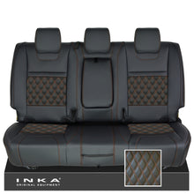 Load image into Gallery viewer, Ford Ranger Wildtrak Rear Triple INKA Bentley Leatherette Tailored Seat Covers Black MY16-22
