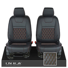 Load image into Gallery viewer, Ford Ranger Wildtrak INKA Front 1+1 Tailored Seat Covers Black Bentley Diamond Quilt MY-16-22
