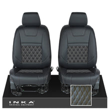 Load image into Gallery viewer, Ford Ranger Wildtrak INKA Front 1+1 Tailored Seat Covers Black Bentley Diamond Quilt MY-16-22
