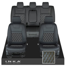 Load image into Gallery viewer, Ford Ranger Wildtrak Front &amp; Rear Triple INKA Bentley Leatherette Tailored Seat Covers Black MY16-22
