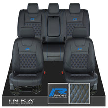 Load image into Gallery viewer, Ford Ranger Wildtrak R SPORT Front &amp; Rear Triple INKA Bentley Leatherette Tailored Seat Covers Black MY16-22
