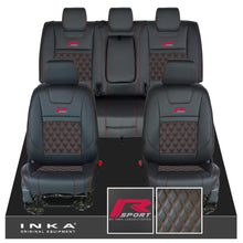 Load image into Gallery viewer, Ford Ranger Wildtrak R SPORT Front &amp; Rear Triple INKA Bentley Leatherette Tailored Seat Covers Black MY16-22
