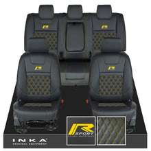Load image into Gallery viewer, Ford Ranger Wildtrak R SPORT Front &amp; Rear Triple INKA Bentley Leatherette Tailored Seat Covers Black MY16-22
