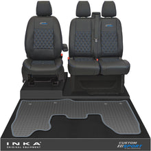 Load image into Gallery viewer, Ford Transit Custom MK1 Front 1+2 Bentley Diamond Quilt Leatherette Tailored Seat Covers &amp; Tailored Rubber Mat Black MY-12-23 (Choice of 7 Colours) - Custom Sport Embroidery
