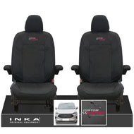 The All New Ford Transit Custom INKA Front Pair Tailored Waterproof Seat Covers Set Black MY-2024 Onwards