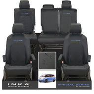 VW ID Buzz Life, Style, GTX Front & Rear Full Set INKA Tailored Waterproof Seat Covers Black with Embroidery MY22 onwards