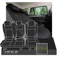 Load image into Gallery viewer, Land Rover Defender INKA Rear Set 2+1 Tailored Waterproof Seat Covers Black MY-05-15 - Balmoral Embroidery
