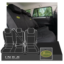 Load image into Gallery viewer, Land Rover Defender INKA Rear Set 2+1 Tailored Waterproof Seat Covers Black MY-05-15 - Balmoral Embroidery
