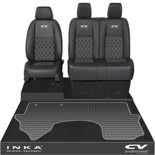 Load image into Gallery viewer, Mercedes Benz Sprinter Front 1+2 Bentley Diamond Quilt Leatherette Tailored Seat Covers &amp; Tailored Rubber Mat Black MY18 To Present Fits All Derivatives (Choice of 7 Colours)
