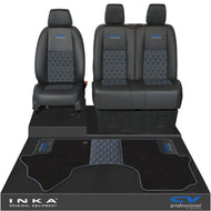 Mercedes Benz Sprinter Front 1+2 Bentley Leatherette Tailored Seat Covers & Matching Tailored Floor Mat Black MY-2018> (7 Colours)