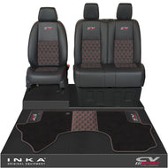 Mercedes Benz Sprinter Front 1+2 Bentley Leatherette Tailored Seat Covers & Matching Tailored Floor Mat Black MY-2018> (7 Colours)