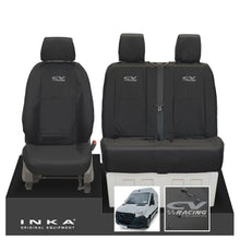 Load image into Gallery viewer, New Mercedes Benz Sprinter INKA Front Set Tailored Waterproof Seat Covers Black MY18 to Present Fits All Derivatives Choice of 7 Colours - CV Racing Embroidery

