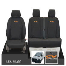 Load image into Gallery viewer, New Mercedes Benz Sprinter INKA Front Set Tailored Waterproof Seat Covers Black MY18 to Present Fits All Derivatives Choice of 7 Colours - CV Racing Embroidery
